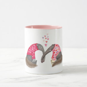 Tasse aux fourmiliers mignons amoureux