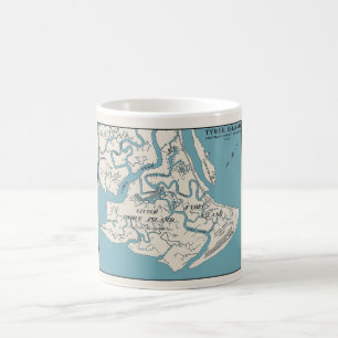 Tasse avec carte de l'île Tybee Géorgie 1906