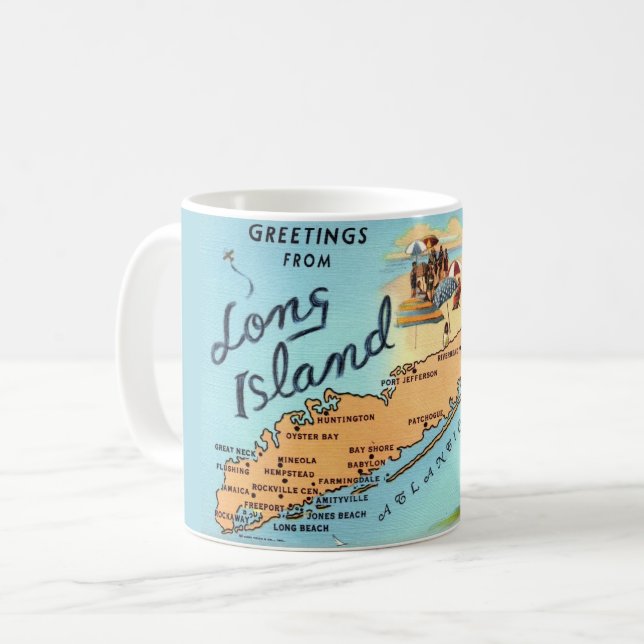 Tasse avec carte vintage de Long Island (Devant gauche)