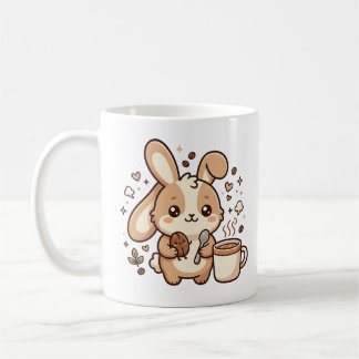 Tasse avec cliparts de café de lapin Kawaii