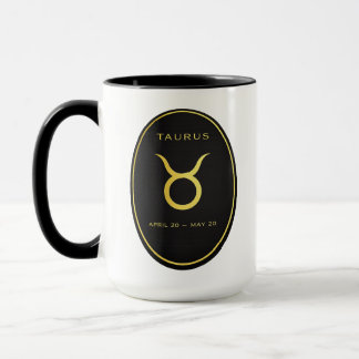 Tasse avec emblème ovale doré du zodiaque Taureau