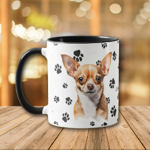 Tasse avec Empreinte de Patte de Chihuahua Brun qu