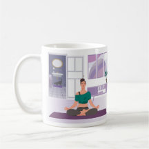 Tasse avec image de femme faisant du yoga à la mai