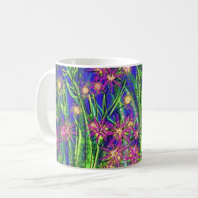 Tasse avec la conception abstraite avec les fleurs (Devant gauche)