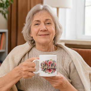 Tasse avec nom floral Barbara – Fleurs de pivoine