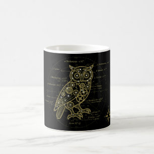 Tasse avec plan de chouette Steampunk A mécaniqu