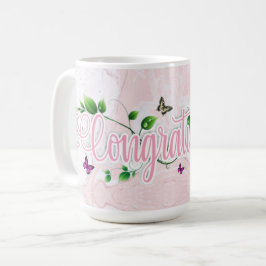 Tasse avec texte Félicitations Fleurs Roses