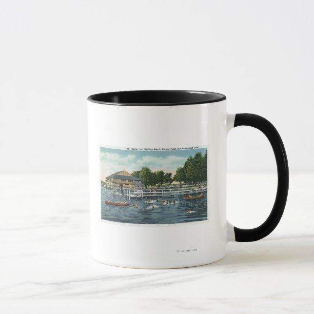 Tasse Baignade à Bemus Point Beach et Casino (Droite)