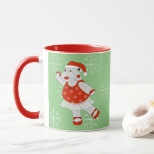 Tasse Ballerine Hippopotame Flocons de Neige Noël