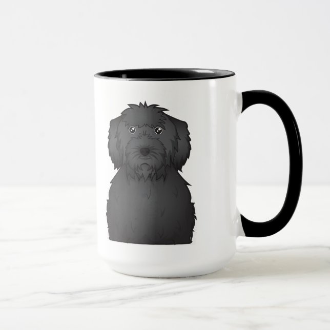 Tasse Bande dessinée noire de Labradoodle (Droite)