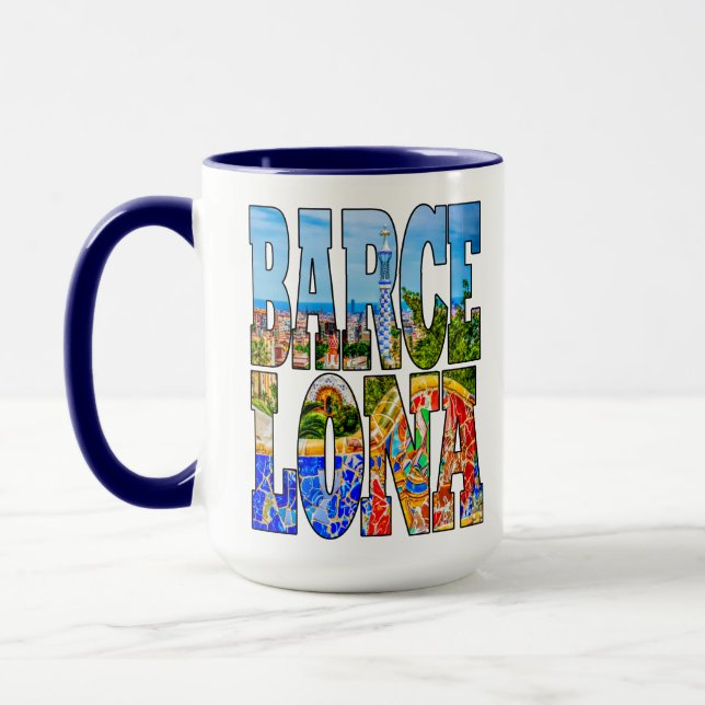 Tasse Barcelone Parc Guell Espagne Typographie Art (Gauche)
