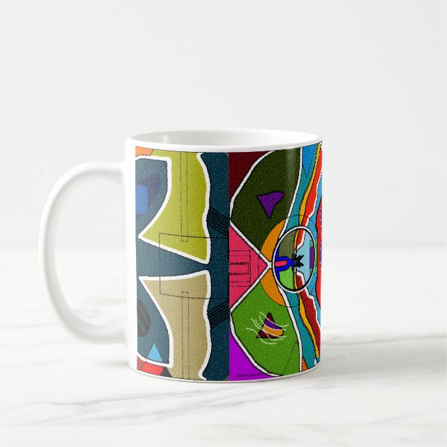 Tasse bariolée abstraite d'amusement (Gauche)