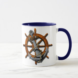 Tasse Bateaux nautiques roue et Ancre
