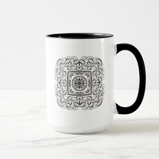 Tasse Beau griffonnage carré décoratif (Droite)