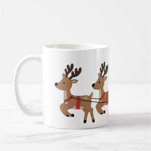 Tasse Bébé Mignon Chevauchant un Traîneau avec Ren