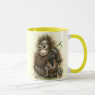 Tasse Bébé orang-outan avec des feuilles