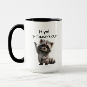 Tasse bébé raton laveur mignon qui fait signe   Pe