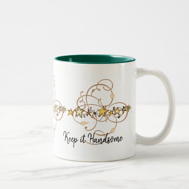 Tasse Behielt es Handsome Gold Stars Green (Rechts)