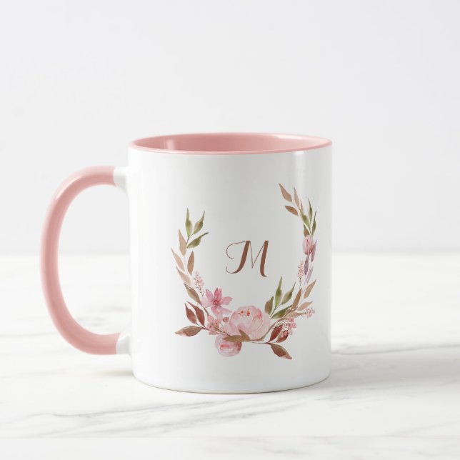 Tasse Belle Botanique | Couronne florale avec monogramme (Gauche)