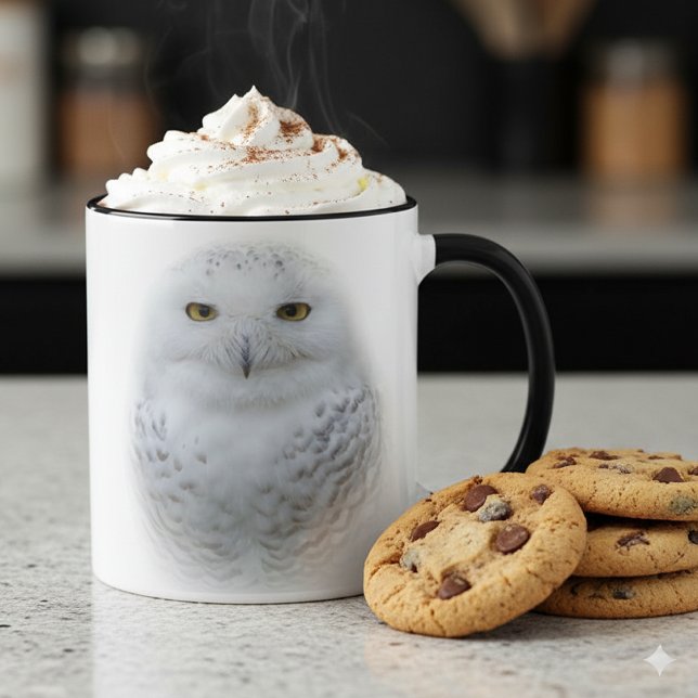 Tasse Belle, Dreamy et Serene Snowy Owl (Snowy Owl Two-Tone Combo Mug Cover Photo)