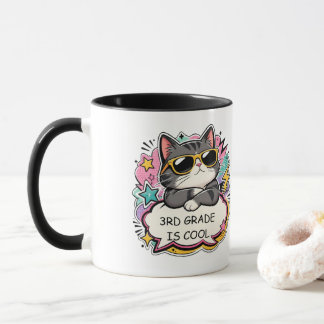 Tasse bicolore Cool Cat 3rd Grade Is Cool