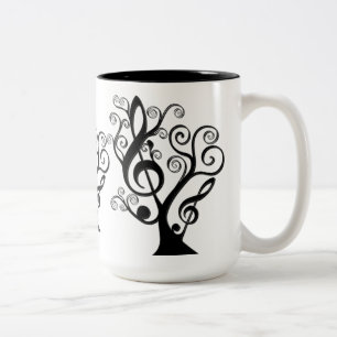 Tasse "Black and White Music Treble Clef Tree"