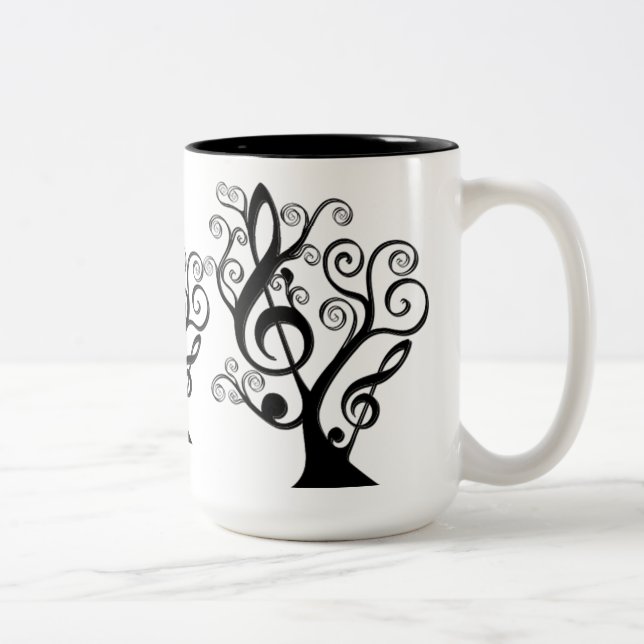 Tasse "Black and White Music Treble Clef Tree" (Rechts)