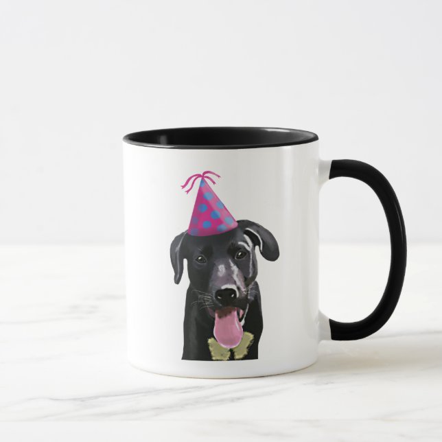 Tasse Black Labrador Avec Casquette de fête (Droite)