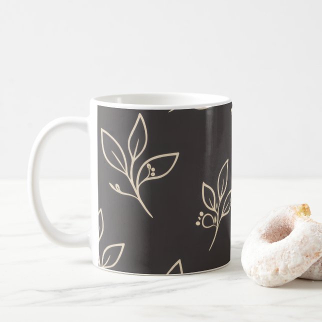 Tasse Black Leaf | Tasse à café moderne (Avec donut)