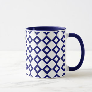 Tasse Blanc et motif de diamant de marine