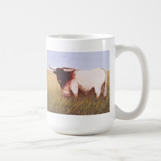 tasse blanche avec le Texas Longhorn