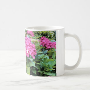 Tasse blanche classique photo de fleurs roses