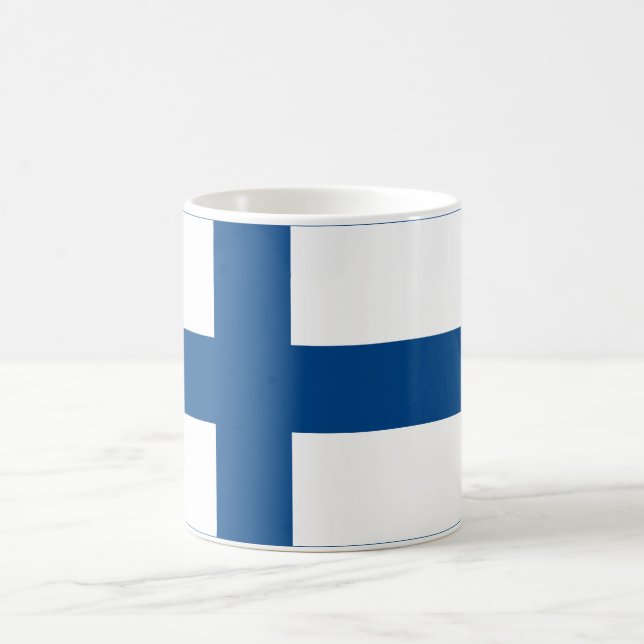 Tasse blanche de drapeau de la Finlande grande (Centre)