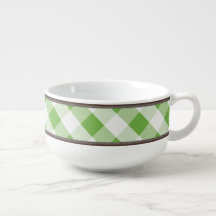 Tasse blanche de soupe au guingan 24oz de vert