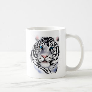 Tasse blanche de visage de tigre