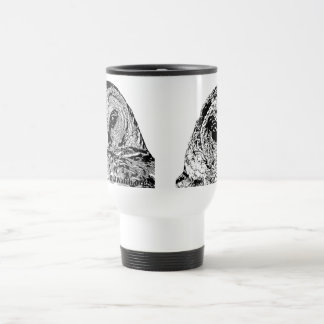 Tasse blanche de voyage - deux images de hibou