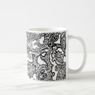 tasse blanche noire de Paisley