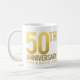 Tasse blanche personnalisée par anniversaire d'or