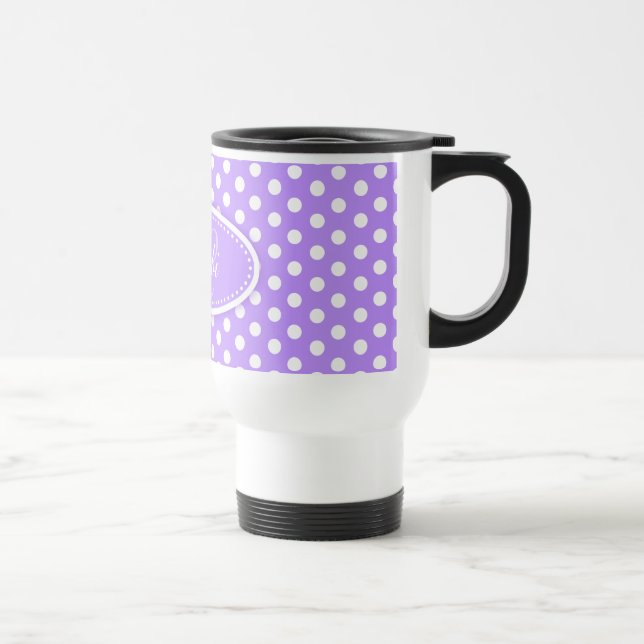 Tasse blanche pourpre de voyage de point de polka (Droite)