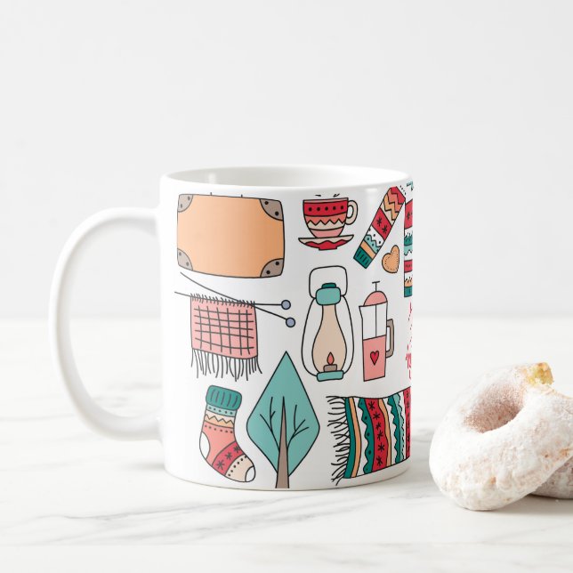 Tasse blanche rouge de Hygge (Avec donut)
