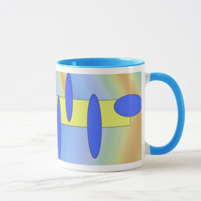 Tasse bleu jaune abstrait (Droite)