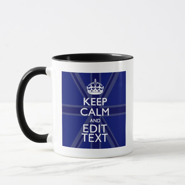Tasse Bleu Minuit Gardez Le Calme Demandez Votre Texte U (Gauche)