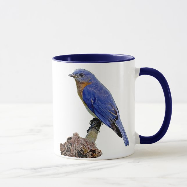 Tasse bleue d'anneau d'oiseau bleu (Droite)