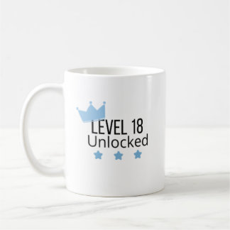 Tasse bleue d'anniversaire Niveau 18 débloqué