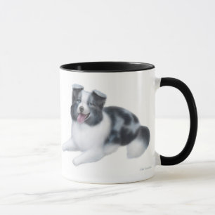 Tasse bleue de border collie Merle