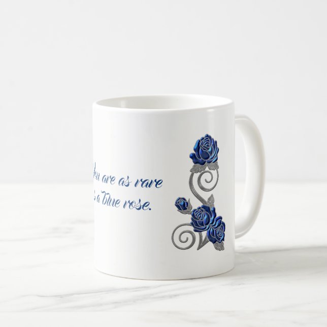 Tasse bleue de cadeau de sentiment de roses (Devant droit)