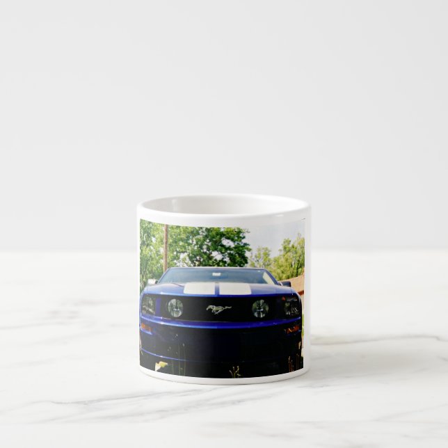 Tasse bleue de café express de voiture de muscle (Devant)