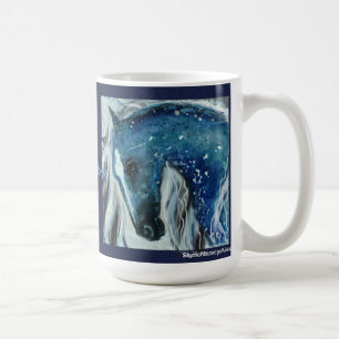 Tasse bleue de cheval de tache