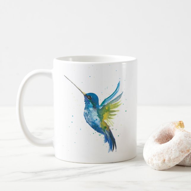 Tasse bleue de colibri (Avec donut)