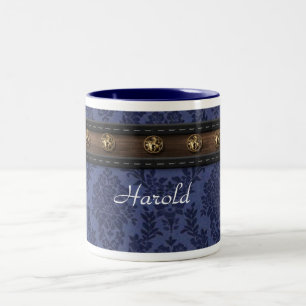 Tasse bleue de la damassé de l'homme personnalisé
